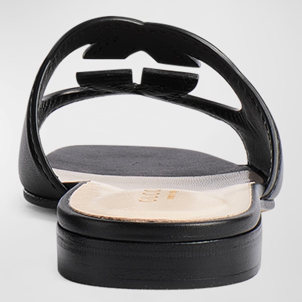 Gucci Leather Interlocking G Cutout Slide Sandals - Picture 9 of 11